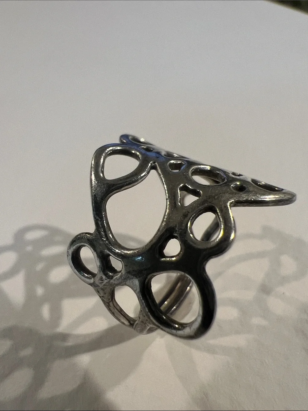Sterling Silver Openwork / Honeycomb Statement Ring